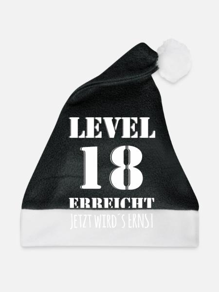 18. Geburtstag - LEVEL 18 ERREICHT - White Edition - Weihnachtsmütze - Schwarz/Weiß