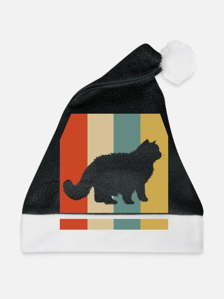 Perser Katze Perserkatze Katzen Geschenk - Weihnachtsmütze - Schwarz/Weiß - Vorne