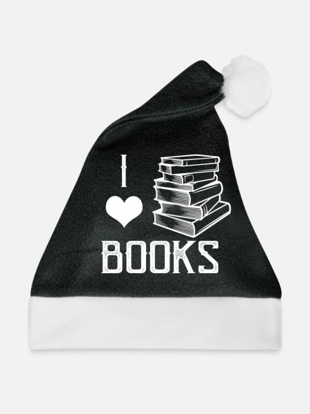 Ich liebe Bücher - Weihnachtsmütze - Schwarz/Weiß