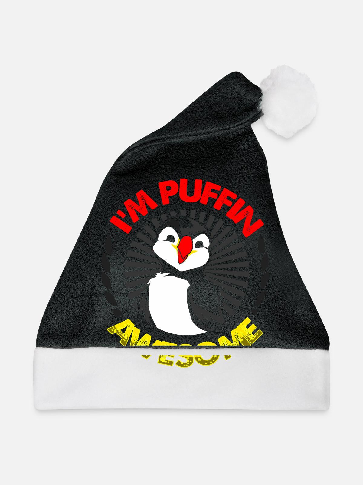 Puffin Puffin Puffin - Weihnachtsmütze - Schwarz/Weiß - Vorne