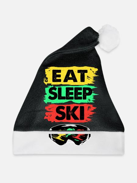 Skifahren Skifahren Skifahren Skifahren Skifahren - Weihnachtsmütze - Schwarz/Weiß - Vorne