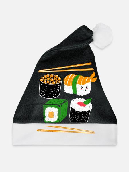 Sushi - Weihnachtsmütze - Schwarz/Weiß - Vorne