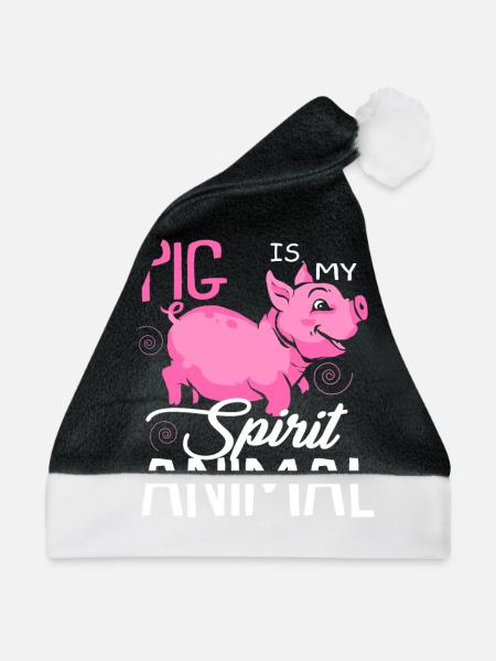 Schwein Sau Schweinchen Minischwein Ferkel Eber - Weihnachtsmütze - Schwarz/Weiß - Vorne