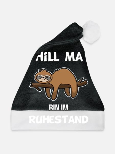 Faultier Rente Geschenk Lustig Geek Renteneintritt - Weihnachtsmütze - Schwarz/Weiß - Vorne
