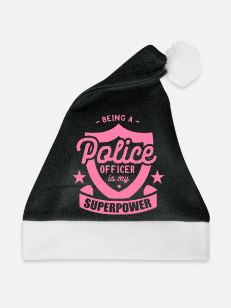 Polizistin - Weihnachtsmütze - Schwarz/Weiß - Vorne