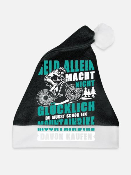 Mountainbike Mountainbiker Geld Glück Kaufen - Weihnachtsmütze - Schwarz/Weiß