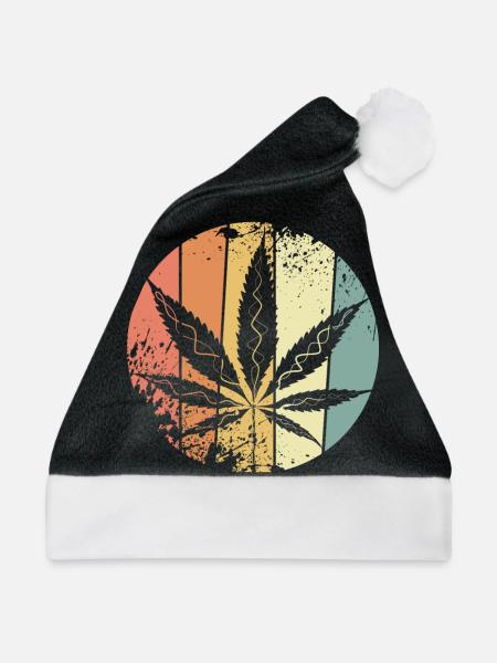 Hanf Cannabis - Weihnachtsmütze - Schwarz/Weiß - Vorne
