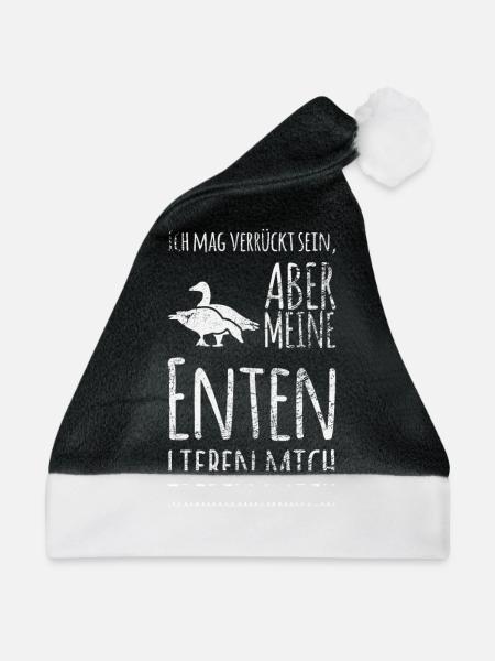 Lustiger Spruch Enten Geflügel Stockente - Weihnachtsmütze - Schwarz/Weiß - Vorne