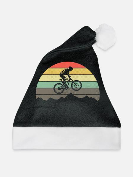 Mountainbike MTB Fahrrad Retro Vintage Berge Bike - Weihnachtsmütze - Schwarz/Weiß