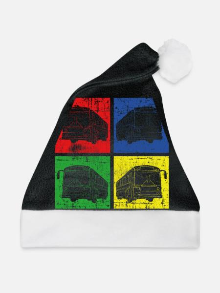 Linienbus Bus - Weihnachtsmütze - Schwarz/Weiß - Vorne