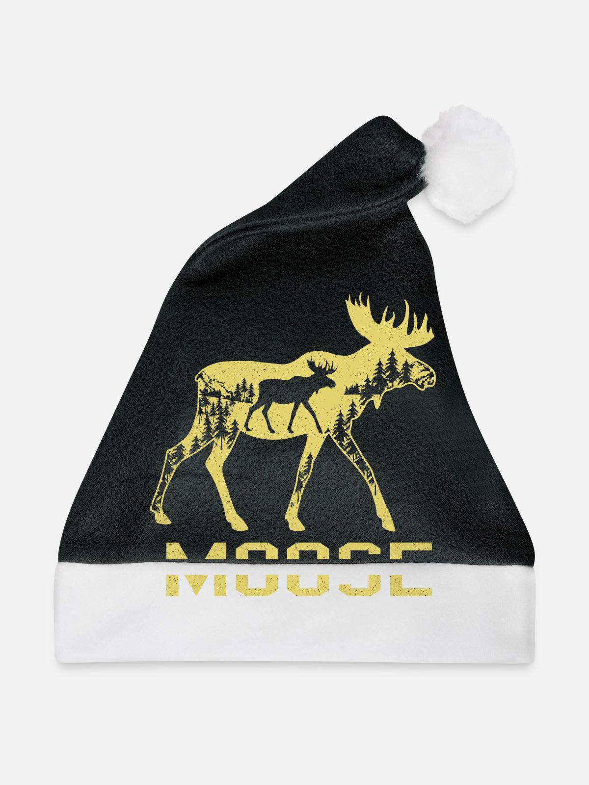 Elch - Weihnachtsmütze - Schwarz/Weiß - Vorne