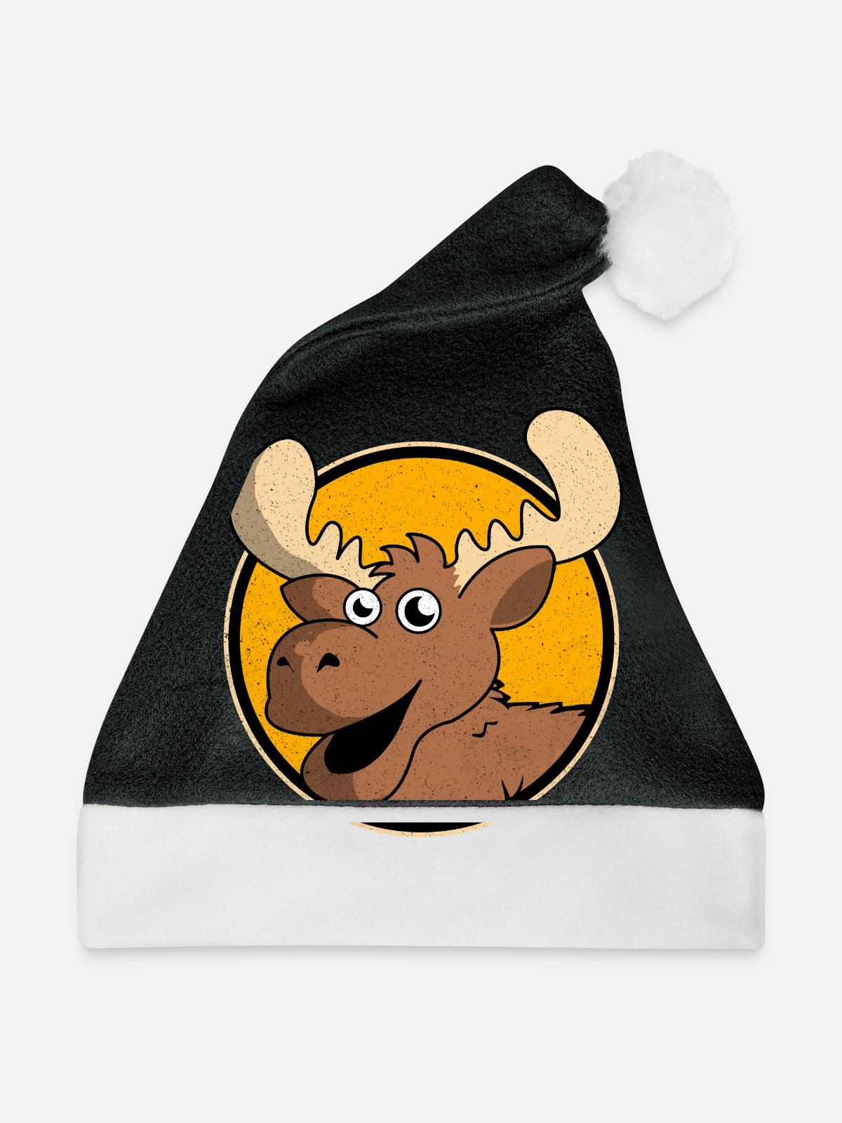 Elch - Weihnachtsmütze - Schwarz/Weiß - Vorne