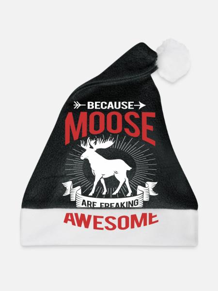 Elche Elche Hirsch Geweih Rentier Reh Geschenk - Weihnachtsmütze - Schwarz/Weiß - Vorne