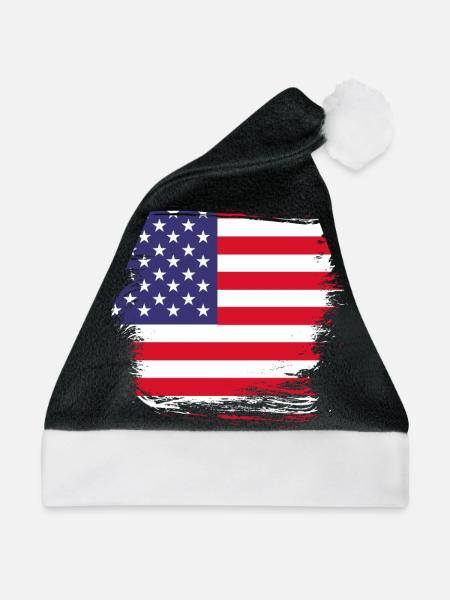 Amerika USA Flagge - Weihnachtsmütze - Schwarz/Weiß - Vorne