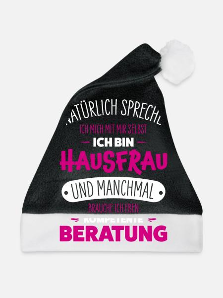 Hausfrau - Weihnachtsmütze - Schwarz/Weiß - Vorne