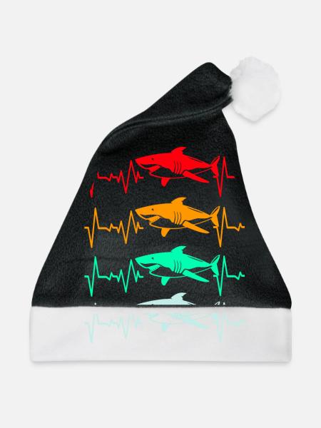 Hai Fisch Haifisch Haifischflosse Haie Ozean - Weihnachtsmütze - Schwarz/Weiß - Vorne