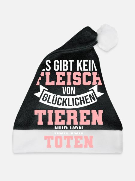 Vegan Veganer Veganerin Tierquälerei Geschenk - Weihnachtsmütze - Schwarz/Weiß - Vorne