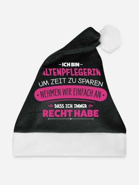 Altenpflegerin - Weihnachtsmütze - Schwarz/Weiß - Vorne