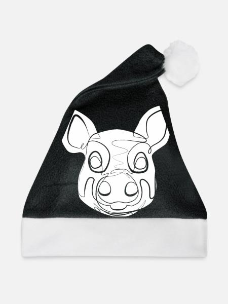 Schwein - Weihnachtsmütze - Schwarz/Weiß