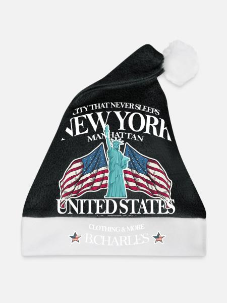 New York,Manhattan,Freiheitsstatue,cool,Geschenk - Weihnachtsmütze - Schwarz/Weiß - Vorne