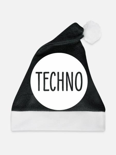 Techno - Weihnachtsmütze - Schwarz/Weiß