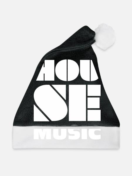 House Musik - Weihnachtsmütze - Schwarz/Weiß - Vorne