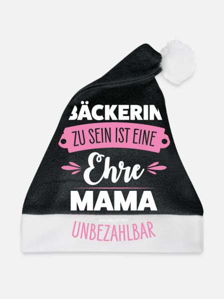 Bäckerin Mama - Weihnachtsmütze - Schwarz/Weiß