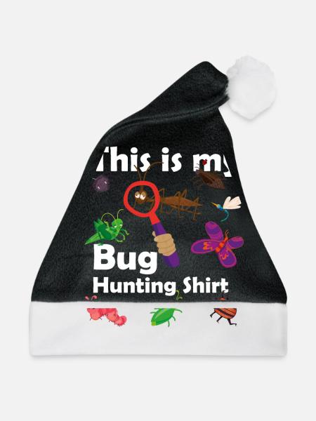Bug Hunter - Insektensammler - Bug Hunting Shirt - Weihnachtsmütze - Schwarz/Weiß - Vorne