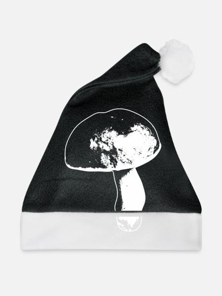 Pilzsammler Steinpilz - Weihnachtsmütze - Schwarz/Weiß - Vorne