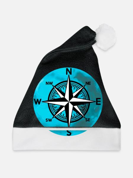 Kompass Planeten Windrose Reisen Nautik Expedition - Weihnachtsmütze - Schwarz/Weiß