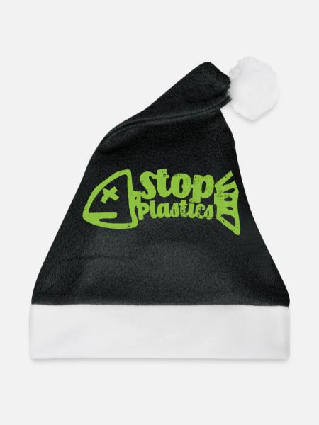 Stop Plastik - Weihnachtsmütze - Schwarz/Weiß - Vorne