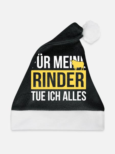 Rinder Rinderstall Rind - Weihnachtsmütze - Schwarz/Weiß - Vorne
