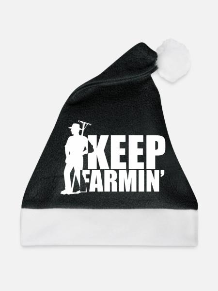 Keep farmin with rake - Bauer mit Harke - Weihnachtsmütze - Schwarz/Weiß - Vorne