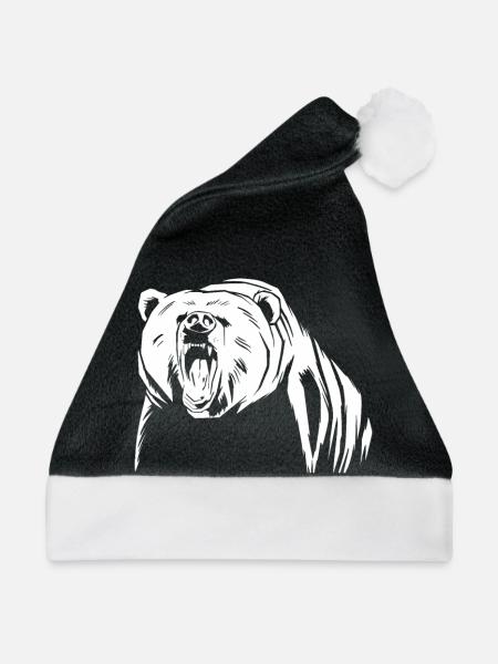 Bär ist verärgert mit weißem Bär am brüllen - Weihnachtsmütze - Schwarz/Weiß - Vorne