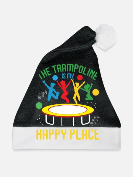 Trampoline is my happy place - Jumping Trampolin - Weihnachtsmütze - Schwarz/Weiß - Vorne