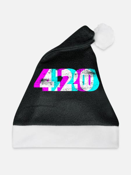 Cannabis 420 - Weihnachtsmütze - Schwarz/Weiß - Vorne