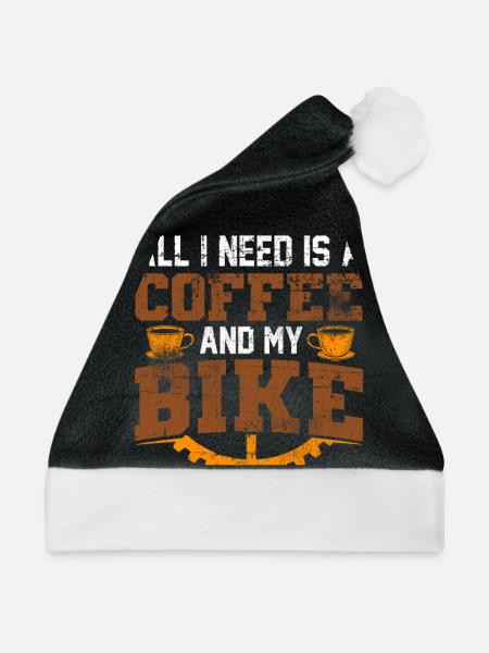 Fahrrad und Kaffee - Weihnachtsmütze - Schwarz/Weiß
