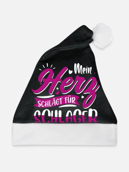 Schlager Liebe Herz - Weihnachtsmütze - Schwarz/Weiß