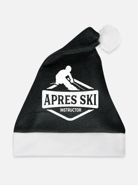 Party Skiurlaub Apres Ski Lehrer Skilehrer Skier - Weihnachtsmütze - Schwarz/Weiß - Vorne