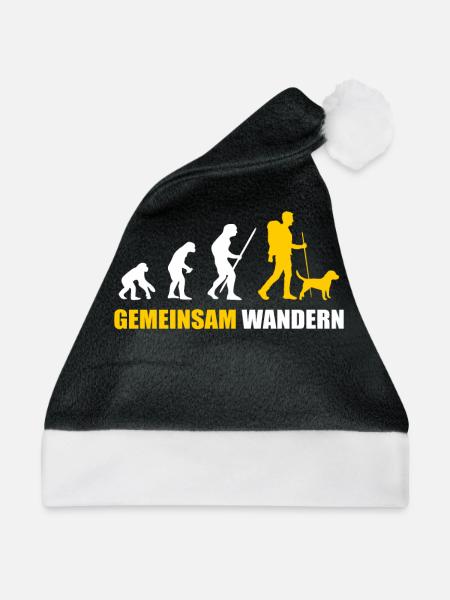 Hund Wandern Evolution - Weihnachtsmütze - Schwarz/Weiß