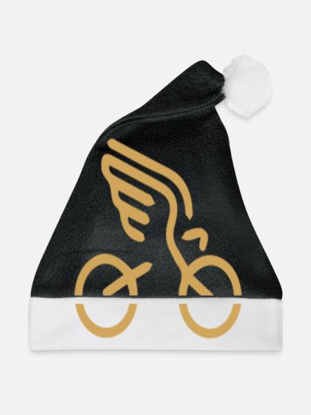 Cooles Fahrrad Flügel Design Fahrradfahrer - Weihnachtsmütze - Schwarz/Weiß - Vorne