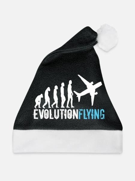 Pilot Evolution Fliegen Flugzeug Flieger Boing - Weihnachtsmütze - Schwarz/Weiß - Vorne