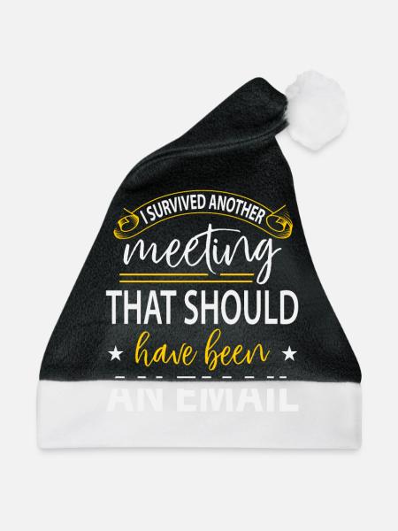Meeting überlebt - Weihnachtsmütze - Schwarz/Weiß - Vorne