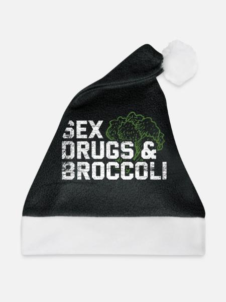 Brokkoli - Weihnachtsmütze - Schwarz/Weiß - Vorne