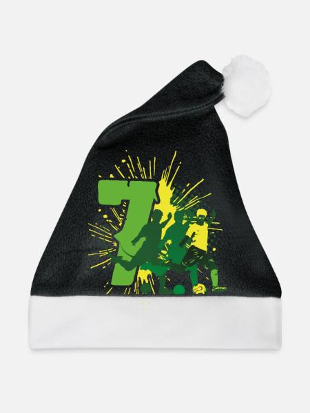 Fußball 7. Geburtstag 7 Jahre - Weihnachtsmütze - Schwarz/Weiß