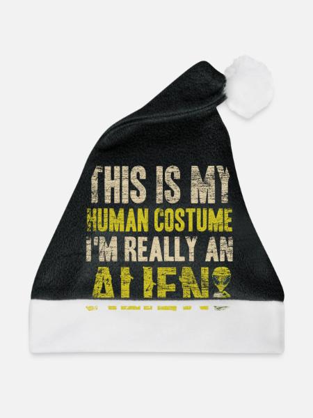 Alien Kostüm - Weihnachtsmütze - Schwarz/Weiß