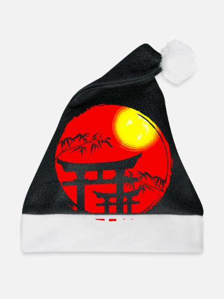 Japanische Sonne Tempel Japan - Weihnachtsmütze - Schwarz/Weiß