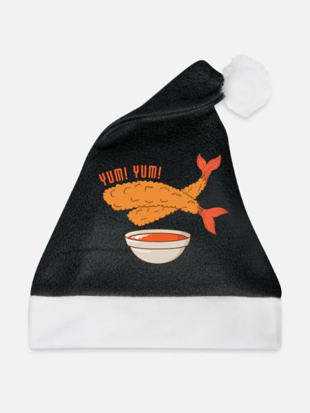 fritierte Shrimps - Weihnachtsmütze - Schwarz/Weiß - Vorne