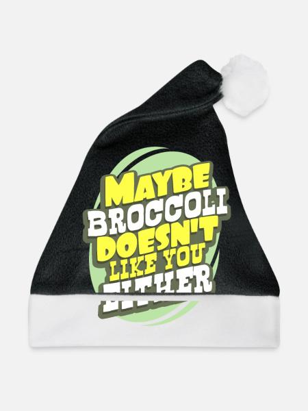 Brokkoli - Weihnachtsmütze - Schwarz/Weiß - Vorne