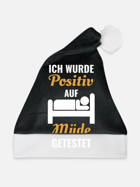 Müde - Weihnachtsmütze - Schwarz/Weiß - Vorne